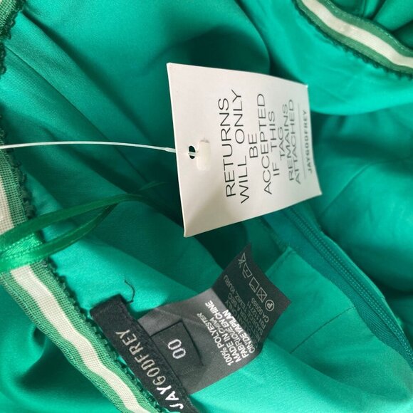 NWT Jay Godfrey Surin Full Circle Strapless Twist-Front Satin Midi Emerald Green - Picture 11 of 12